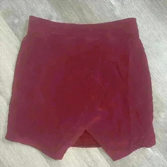Madewell asymmetric pull-on front wrap skirt burgundy size S - Picture 5 of 8